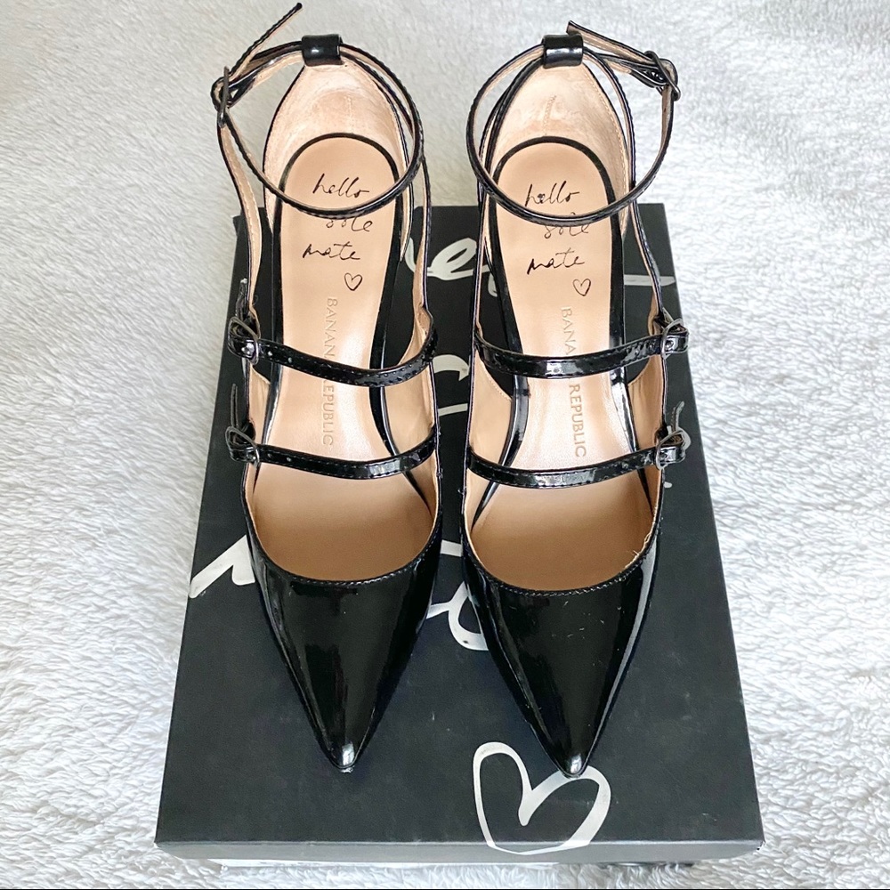 Banana Republic Black Patent Desiree Strappy Pumps